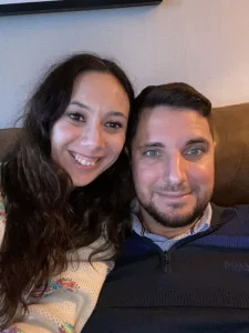 Our Blush Bride, Lauren, with her fiancé.